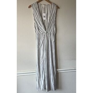 L Space Down The Line CoverUp Dress S Black Stripe  Lightweight Beach Resort New